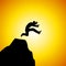 Leap of Faith Man Jumping Off Mountain
