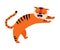 Leaping Striped Tiger with Orange Fur Roaring Vector Illustration