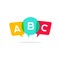 Learn ABC letters vector icon, child speaking conversation logo concept