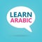 Learn arabic written on a speech bubble