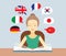 Learn different languages concept flat vector illustration