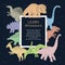 Learn Dinosaurs - colorful flat design style poster