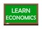 Learn economics write on green board. Vector illustration.