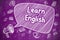 Learn English - Cartoon Illustration on Purple Chalkboard.