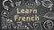 Learn French. Illustration on blackboard.