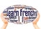 Learn French word cloud hand sphere concept
