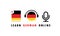 Learn Germany online banner. Video course, distance education, web seminar. Vector EPS 10. Isolated on white background