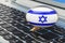 Learn Hebrew online concept. Speech balloon with Israeli flag, 3D rendering