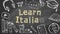 Learn Italian. Illustration on blackboard.