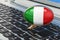 Learn Italian online concept. Speech balloon with Italian flag, 3D rendering