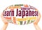 Learn Japanese word cloud hand sphere concept