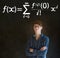 Learn math or maths teacher with chalk background