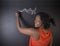 Learn music South African or African American woman teacher or student with chalk background