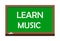 Learn music write on green board. Vector illustration.
