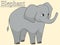 Learn the name of African animals. Inscription Elephant. Educational game vector