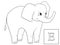 Learn the name of African animals. Inscription Elephant. Educational game vector. ABC coloring