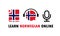 Learn Norwegian online banner. Learning foreign language. Online education. Vector EPS 10. Isolated on white background