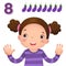 Learn number and counting with kidâ€™s hand showing the number e