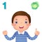 Learn number and counting with kidâ€™s hand showing the number o