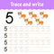 Learn Numbers. Trace and write. Handwriting practice. Learning numbers for kids. Education developing worksheet. Color activity