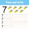 Learn Numbers. Trace and write. Handwriting practice. Learning numbers for kids. Education developing worksheet. Color activity