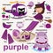 Learn purple color, Educate color and vocabulary set, Illustration of primary colors, Vector illustration