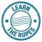 LEARN THE ROPES text on blue round postal stamp sign