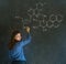 Learn science or chemistry teacher with chalk background