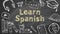 Learn Spanish. Illustration on blackboard.