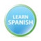 Learn Spanish natural aqua cyan blue round button