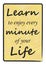 Learn to enjoy every minute of your life lettering poster