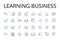 Learning business line icons collection. Pursuing education, Study commerce, Acquiring knowledge, Mastering marketing