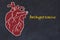 Learning cardio system concept. Chalk drawing of human heart and inscription Antihypertensive