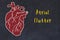 Learning cardio system concept. Chalk drawing of human heart and inscription Atrial flutter