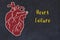 Learning cardio system concept. Chalk drawing of human heart and inscription Heart failure