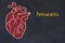 Learning cardio system concept. Chalk drawing of human heart and inscription Pericarditis