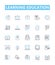 Learning education vector line icons set. Education, Learning, Studying, Knowledge, Instructing, Training, Teaching