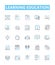Learning education vector line icons set. Education, Learning, Studying, Knowledge, Instructing, Training, Teaching