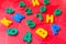 Learning elements.concept Image of magnetic numbers, education.Multicolored Alphabet letters of the English alphabet on