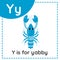 Learning English alphabet for kids. Letter y. Cute cartoon yabby.