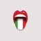Learning languages concept. Learning Italian language. Open mouth with flag of Italy. Italian language tongue open mouth