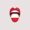 Learning languages concept. Learning Polish language. Open mouth with flag of Poland. Polish language tongue open mouth