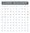 Learning management vector line icons set. Education, Training, Courseware, E-learning, System, Technology, Platform