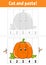 Learning numbers 1-5. Cut and glue. Pumpkin character. Education developing worksheet. Game for kids. Activity page. Color