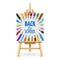 Learning and school education vector concept. Back to school background with 3d colored pencils on wood easel isolated