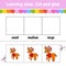 Learning sizes. Cut and glue. Easy level. Christmas theme. Color activity worksheet. Game for children. Cartoon character. Vector