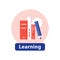 Learning subject, school education, study books, flat icon