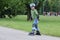 Learning to ride on rollerblades