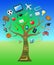Learning Tree Shows Student Education 3d Illustration