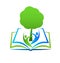 Learning wisdom book, library vector logo
